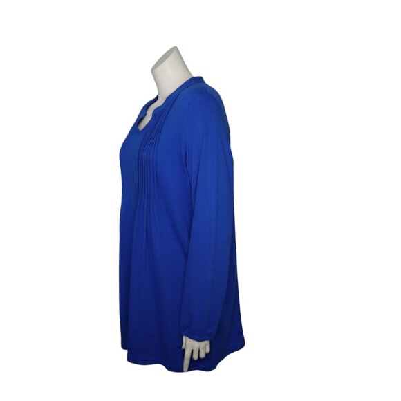 Women's Blue Top Pull Over XXL Long Sleeve Pin Tuck Front Casual Company One - Picture 6 of 11